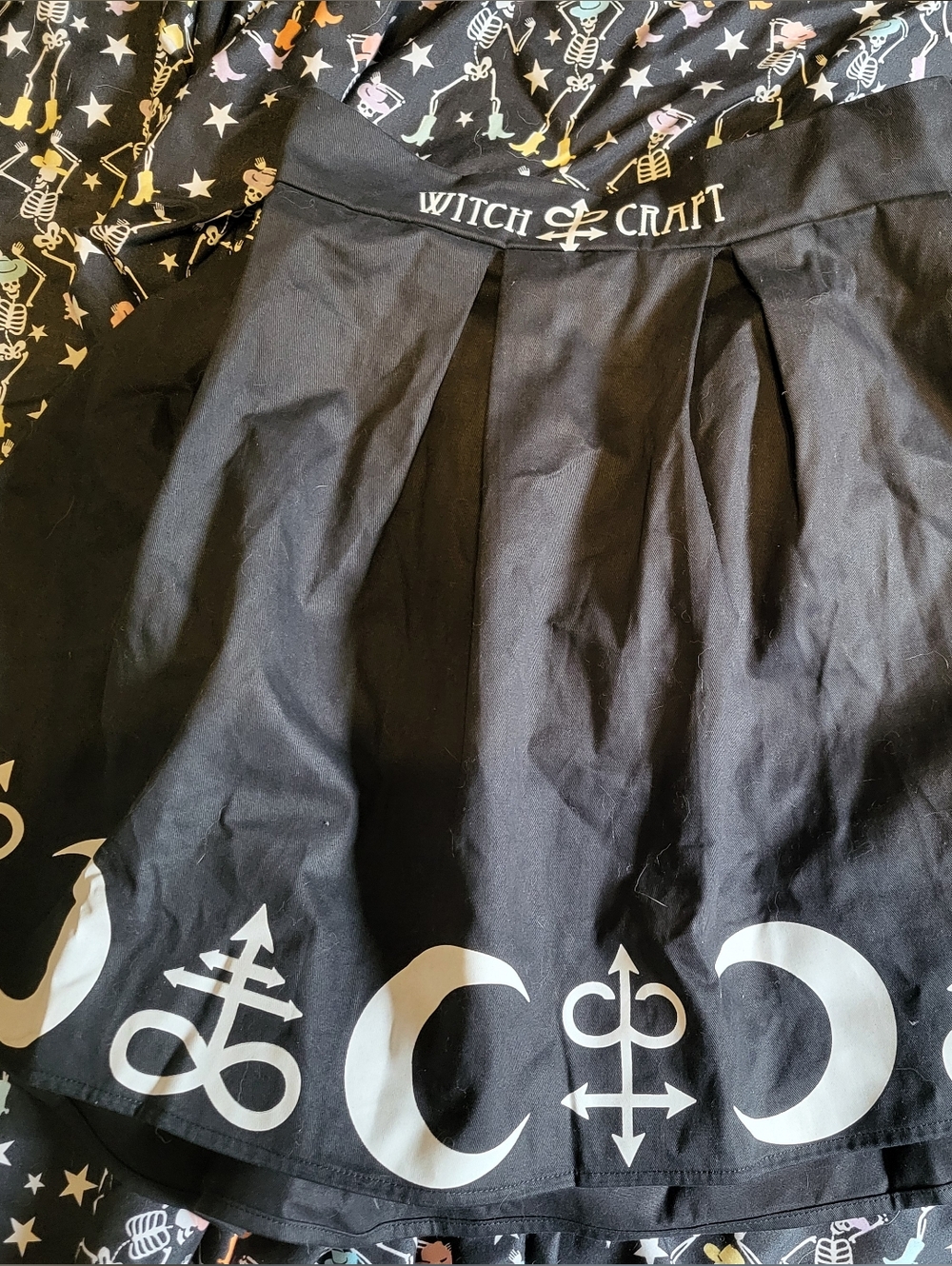 Witchcraft Black Crescent Print Circle Skirt